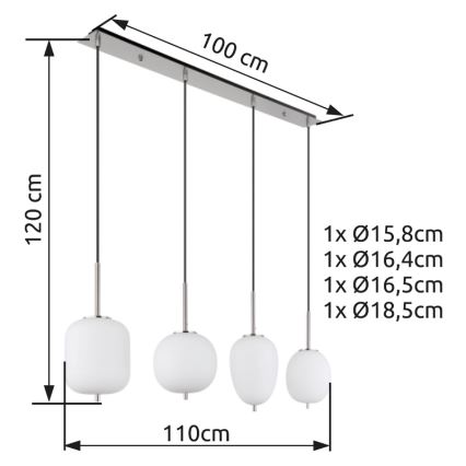 Globo - Ljuskrona med textilsladd 4xE14/40W/230V vit