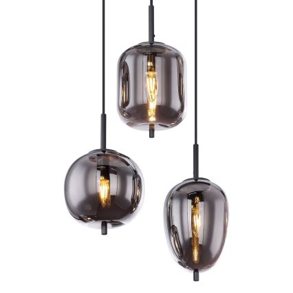 Globo - Ljuskrona med upphängningsrem 6xE14/40W/230V svart