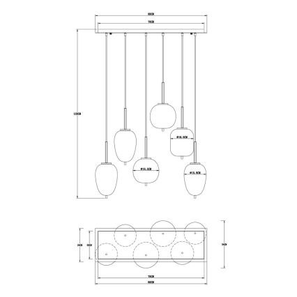 Globo - Taklampa med 6xE14/40W/230V svart
