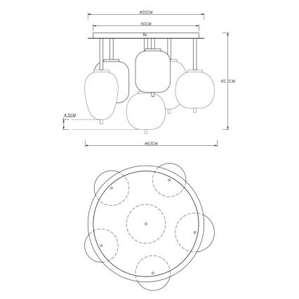 Globo - Taklampa 6xE14/40W/230V svart
