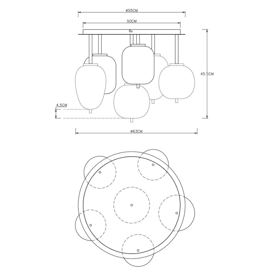 Globo - Taklampa 6xE14/40W/230V mässing