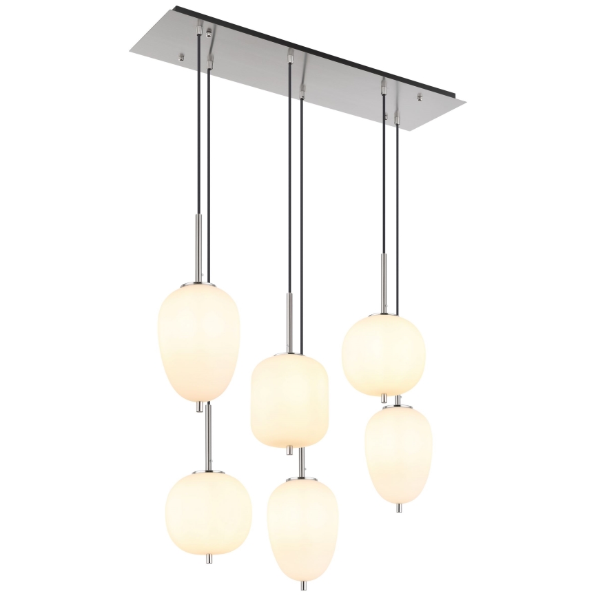 Globo - Ljuskrona med textilsladd 6xE14/40W/230V skinande krom