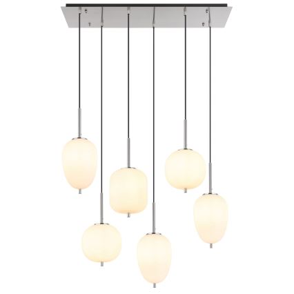 Globo - Ljuskrona med textilsladd 6xE14/40W/230V skinande krom