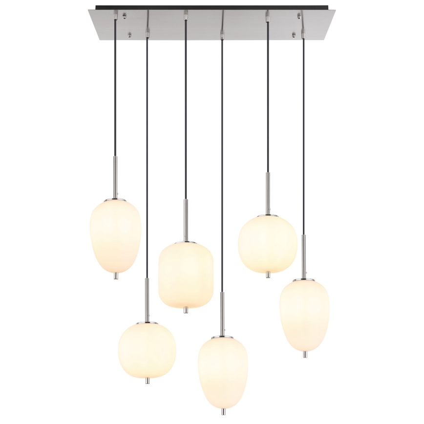 Globo - Ljuskrona med textilsladd 6xE14/40W/230V skinande krom