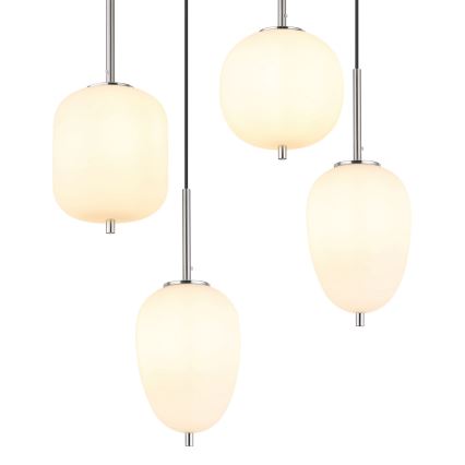 Globo - Ljuskrona med textilsladd 6xE14/40W/230V skinande krom