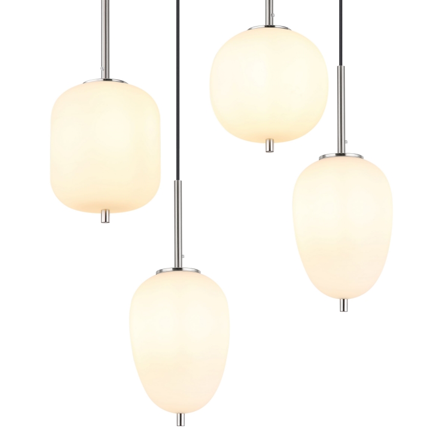 Globo - Ljuskrona med textilsladd 6xE14/40W/230V skinande krom