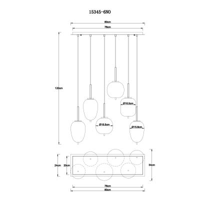 Globo - Ljuskrona med textilsladd 6xE14/40W/230V skinande krom