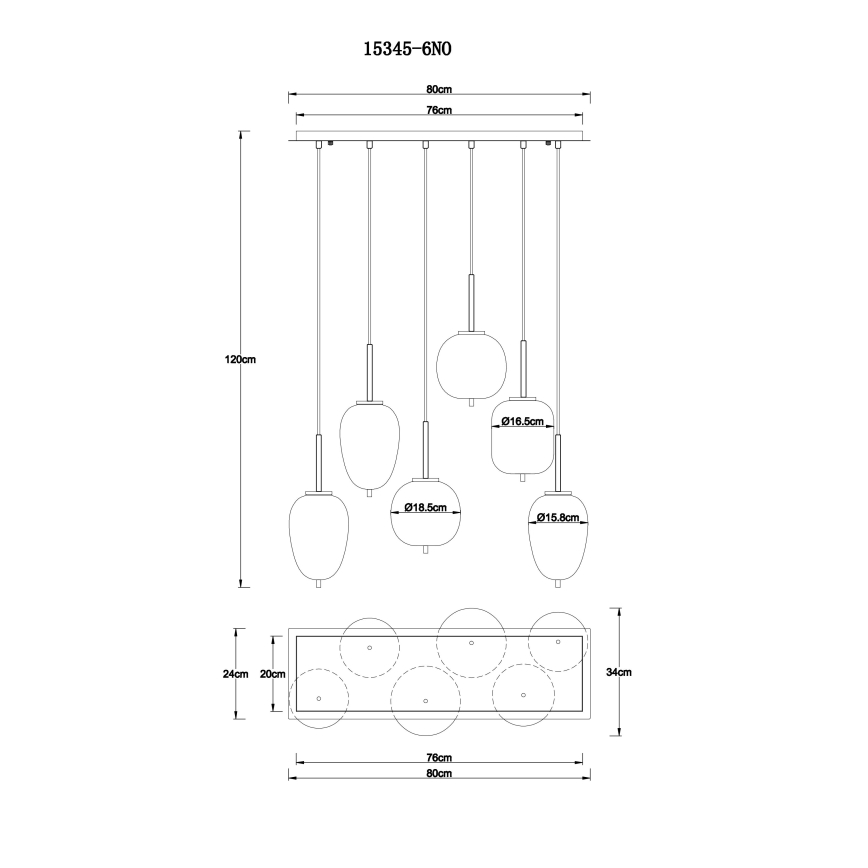 Globo - Ljuskrona med textilsladd 6xE14/40W/230V skinande krom