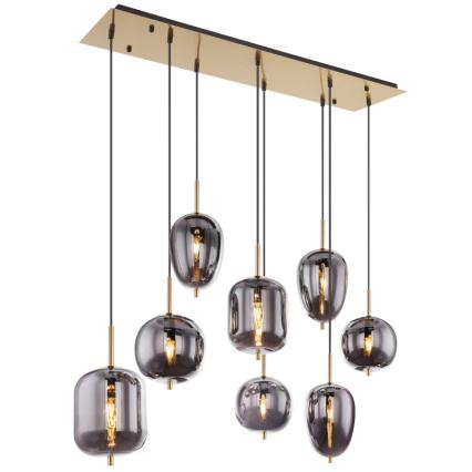 Globo - Ljuskrona med textilsladd 8xE14/40W/230V rökig