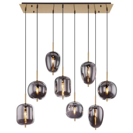 Globo - Ljuskrona med textilsladd 8xE14/40W/230V rökig
