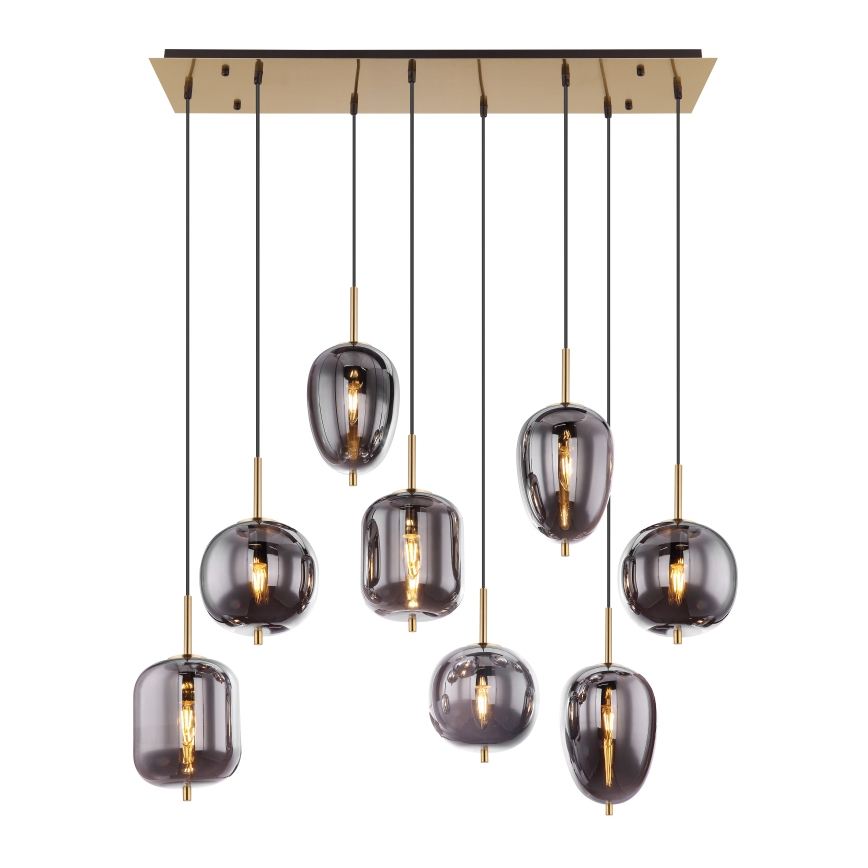 Globo - Ljuskrona med textilsladd 8xE14/40W/230V rökig
