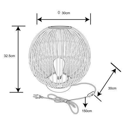 Globo - Bordslampa 1xE27/60W230V Bambu