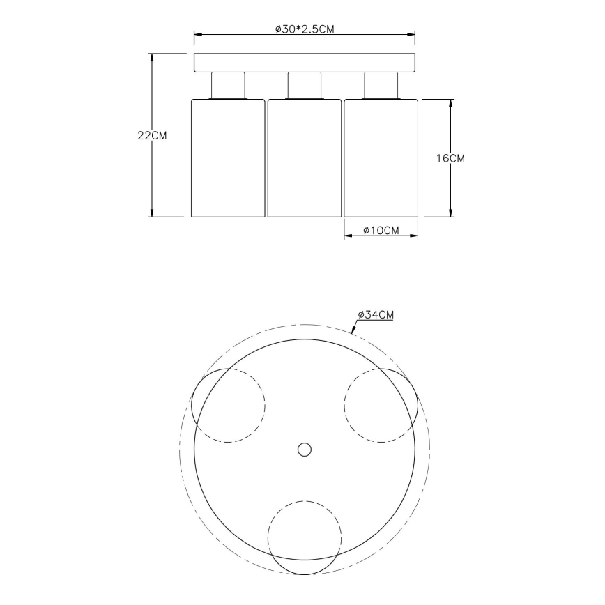 Globo - Taklampa 3xE27/60W/230V svart