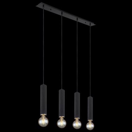 Globo - Lusr na lanku 4xE27/60W/230V svart trä