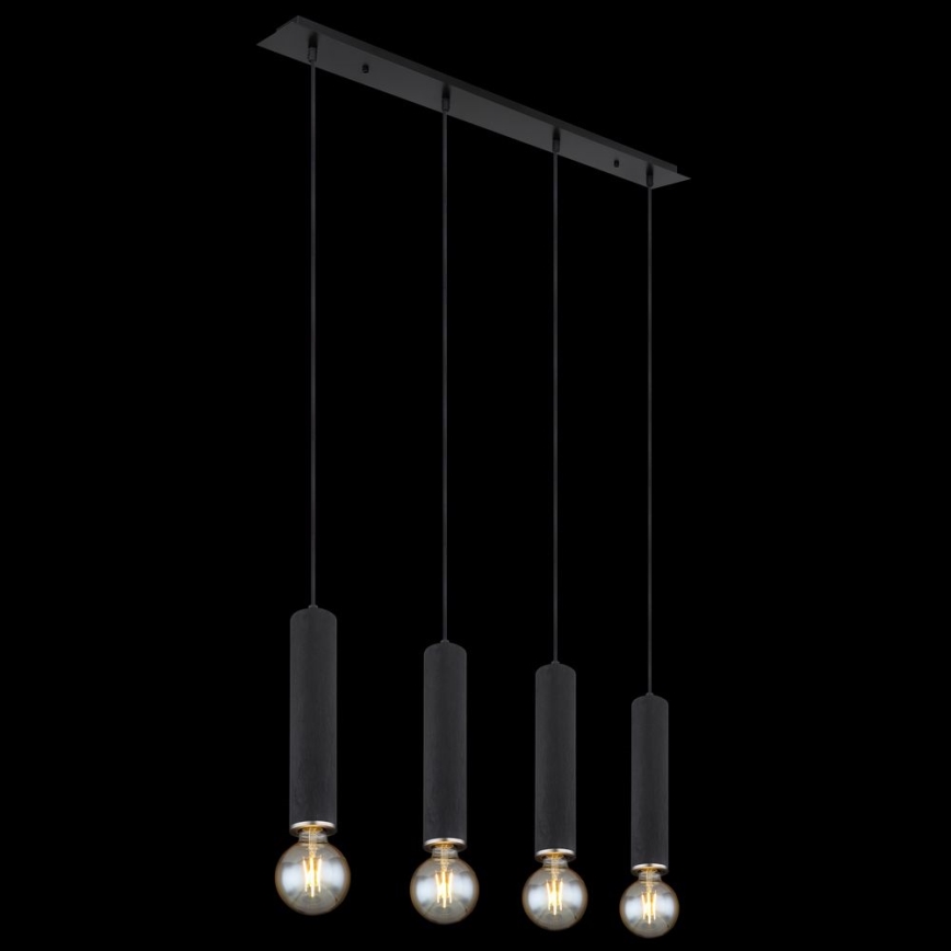 Globo - Lusr na lanku 4xE27/60W/230V svart trä
