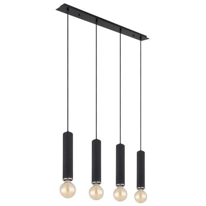 Globo - Lusr na lanku 4xE27/60W/230V svart trä
