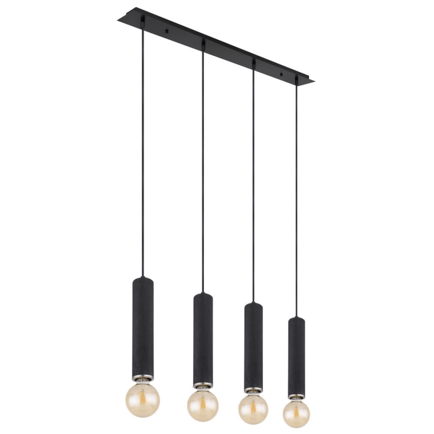Globo - Lusr na lanku 4xE27/60W/230V svart trä