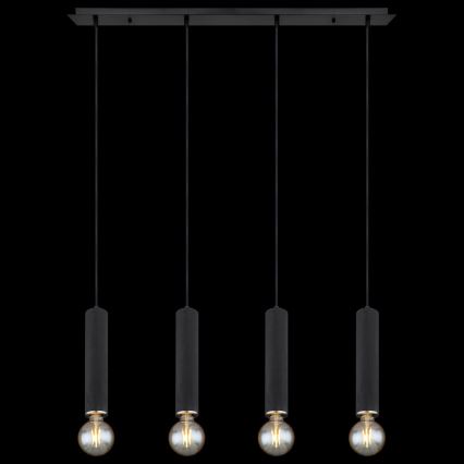 Globo - Lusr na lanku 4xE27/60W/230V svart trä