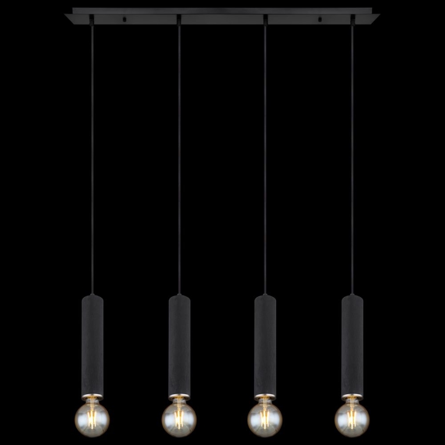 Globo - Lusr na lanku 4xE27/60W/230V svart trä