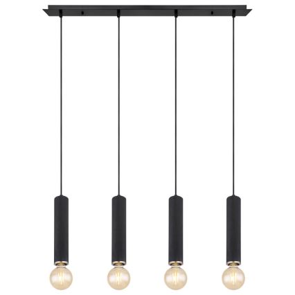 Globo - Lusr na lanku 4xE27/60W/230V svart trä