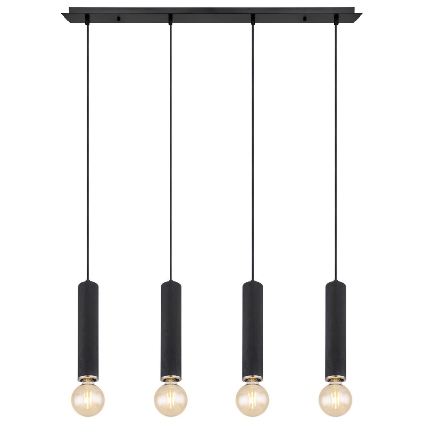 Globo - Lusr na lanku 4xE27/60W/230V svart trä