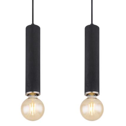 Globo - Lusr na lanku 4xE27/60W/230V svart trä
