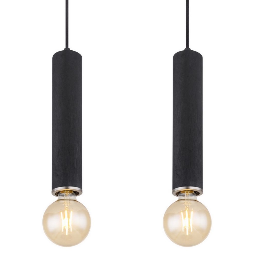 Globo - Lusr na lanku 4xE27/60W/230V svart trä