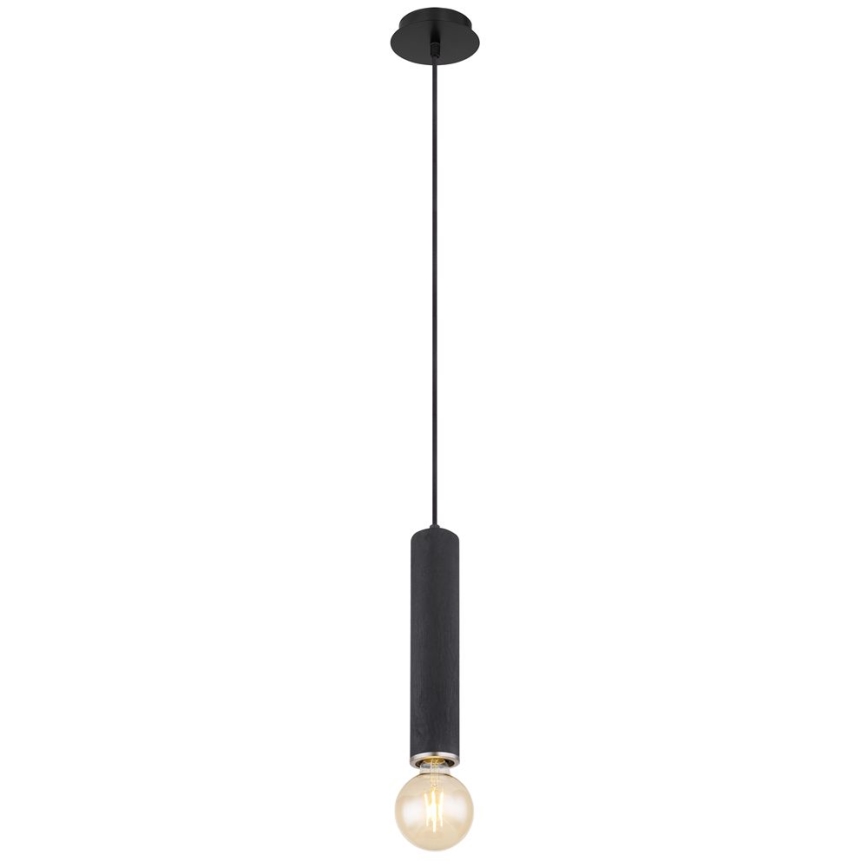 Globo - Ljuskrona med upphängningsrem 1xE27/60W/230V svart trä