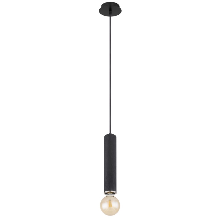 Globo - Ljuskrona med upphängningsrem 1xE27/60W/230V svart trä