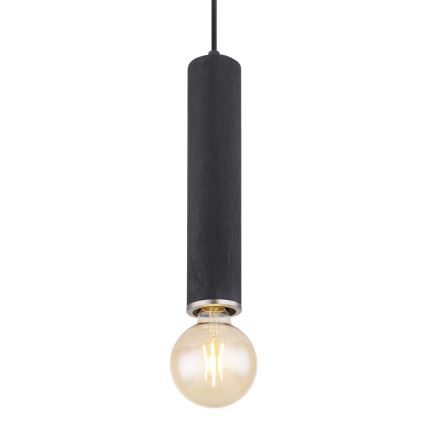 Globo - Ljuskrona med upphängningsrem 1xE27/60W/230V svart trä