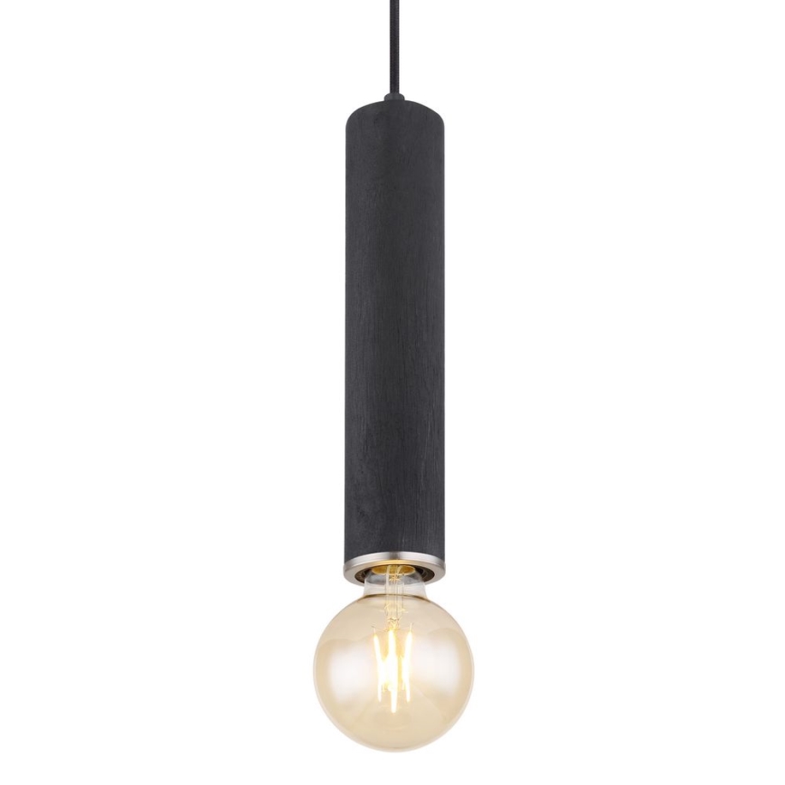Globo - Ljuskrona med upphängningsrem 1xE27/60W/230V svart trä