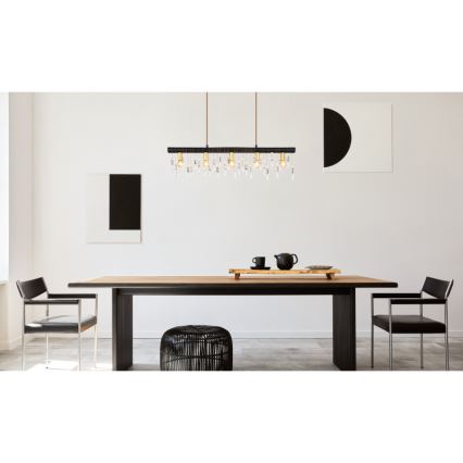 Globo 15532-5HB - Pendellampa KIRA med sladd 5xE14/40W/230V svart