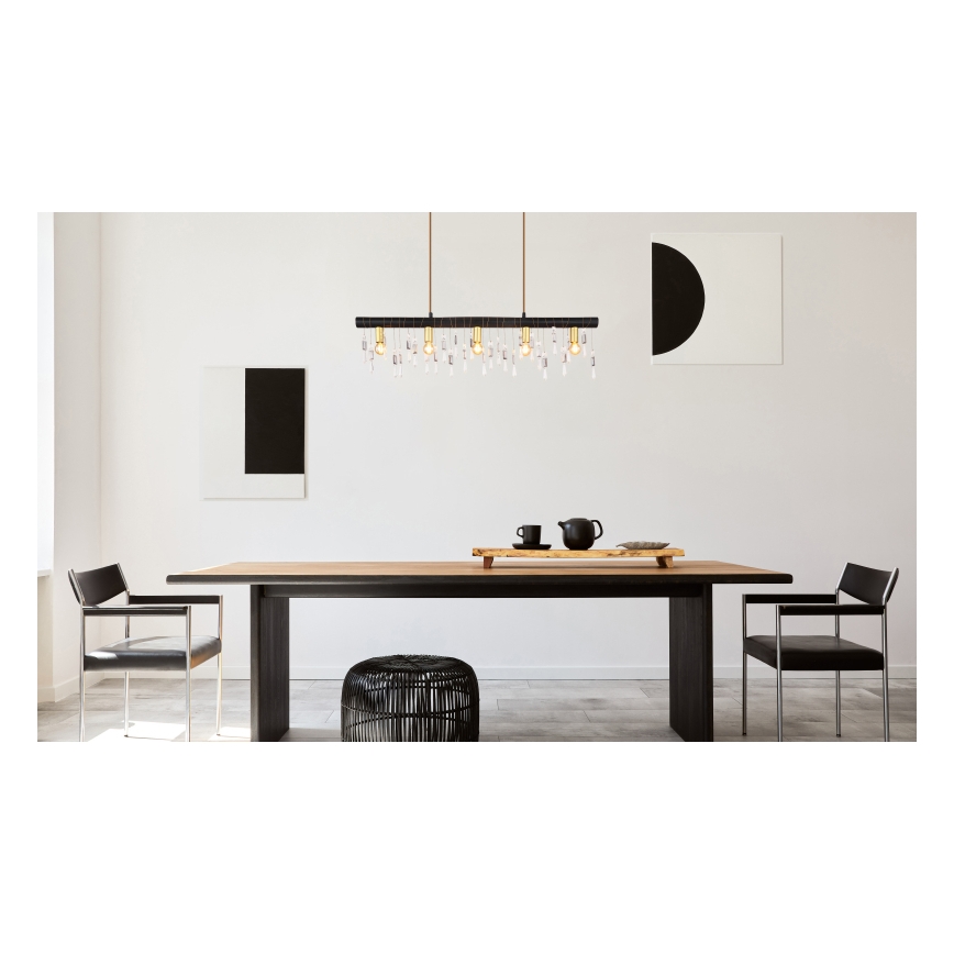 Globo 15532-5HB - Pendellampa KIRA med sladd 5xE14/40W/230V svart