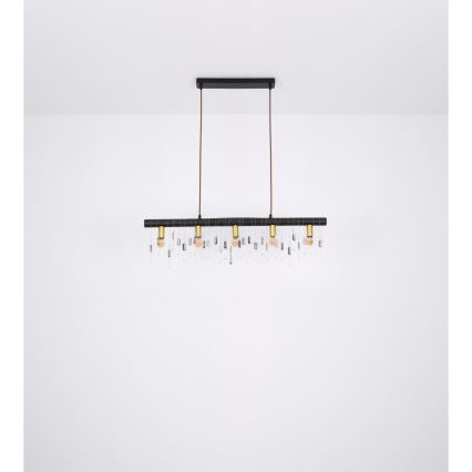 Globo 15532-5HB - Pendellampa KIRA med sladd 5xE14/40W/230V svart