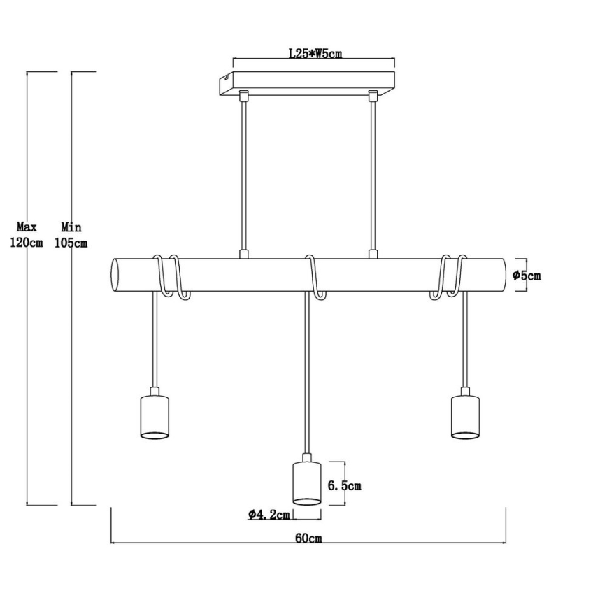 Globo - Taklampa med 3xE27/60W/230V