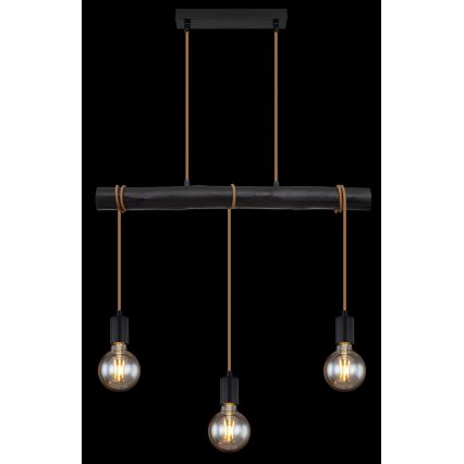 Globo - Ljuskrona med textilsladd 3xE27/60W/230V