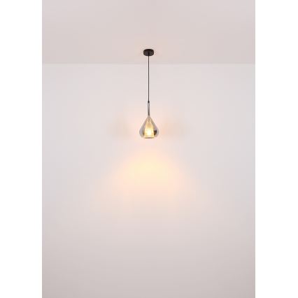 Globo - Ljuskrona med textilsladd 1xE27/60W/230V diameter 20 cm svart