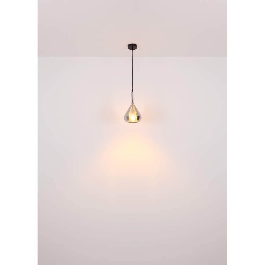 Globo - Ljuskrona med textilsladd 1xE27/60W/230V diameter 20 cm svart