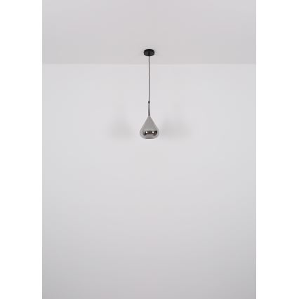Globo - Ljuskrona med textilsladd 1xE27/60W/230V diameter 20 cm svart
