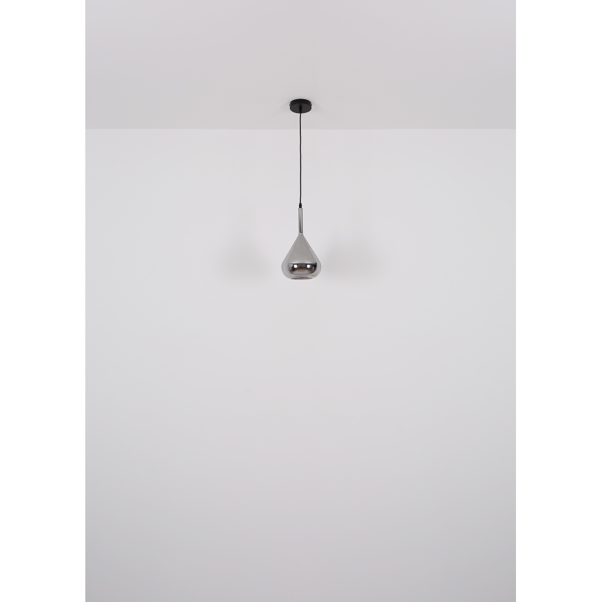 Globo - Ljuskrona med textilsladd 1xE27/60W/230V diameter 20 cm svart