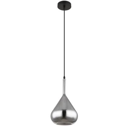 Globo - Ljuskrona med textilsladd 1xE27/60W/230V diameter 20 cm svart
