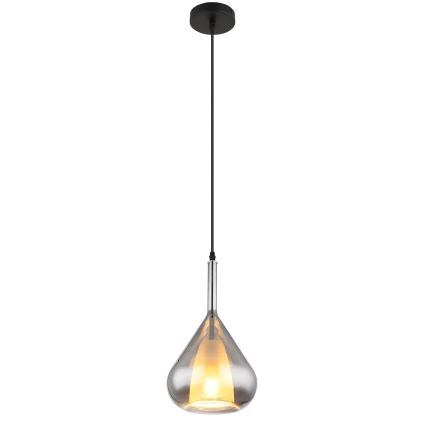 Globo - Ljuskrona med textilsladd 1xE27/60W/230V diameter 20 cm svart