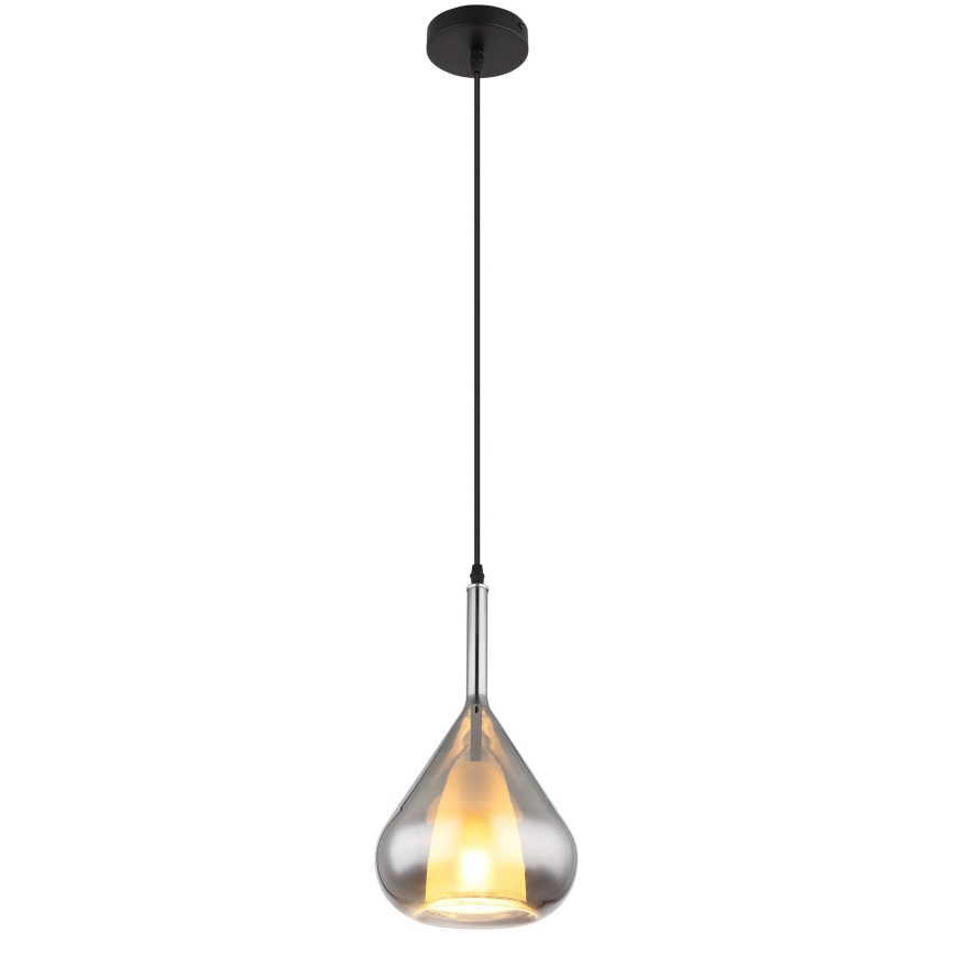 Globo - Ljuskrona med textilsladd 1xE27/60W/230V diameter 20 cm svart