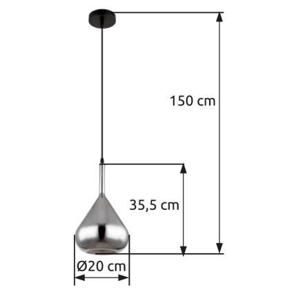 Globo - Ljuskrona med textilsladd 1xE27/60W/230V diameter 20 cm svart