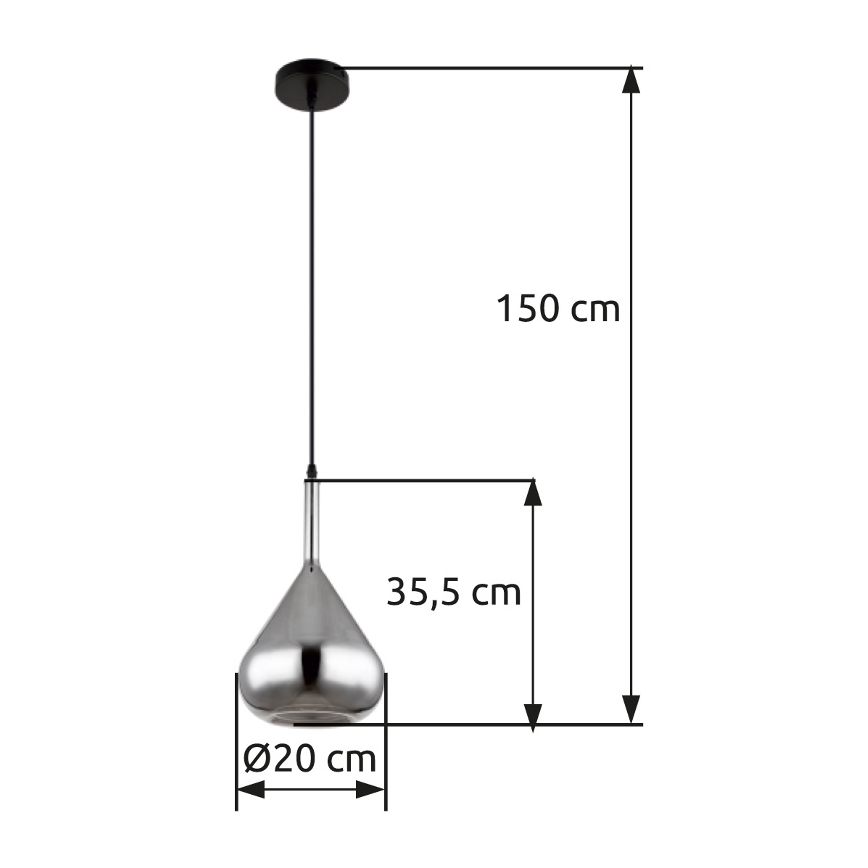 Globo - Ljuskrona med textilsladd 1xE27/60W/230V diameter 20 cm svart