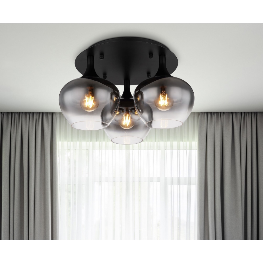 Globo - Ytmonterad ljuskrona 3xE27/40W/230V diameter 45 cm svart