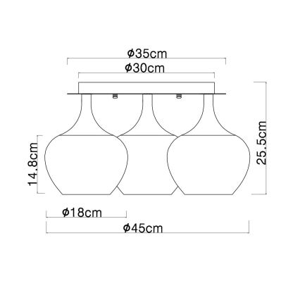 Globo - Ytmonterad ljuskrona 3xE27/40W/230V diameter 45 cm koppar