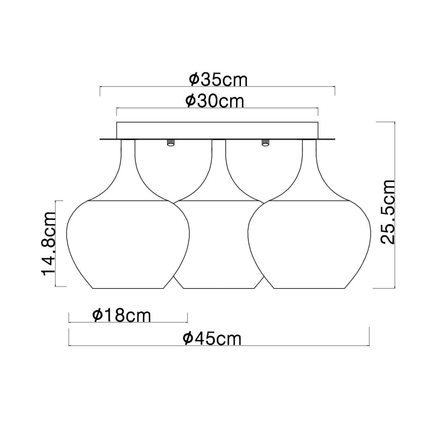 Globo - Ytmonterad ljuskrona 3xE27/40W/230V diameter 45 cm koppar