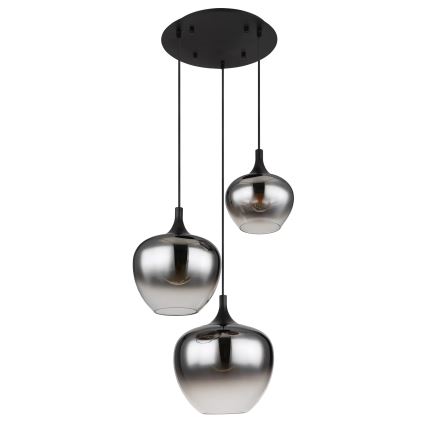 Globo - Ljuskrona med textilsladd 3xE27/40W/230V diameter 48 cm svart