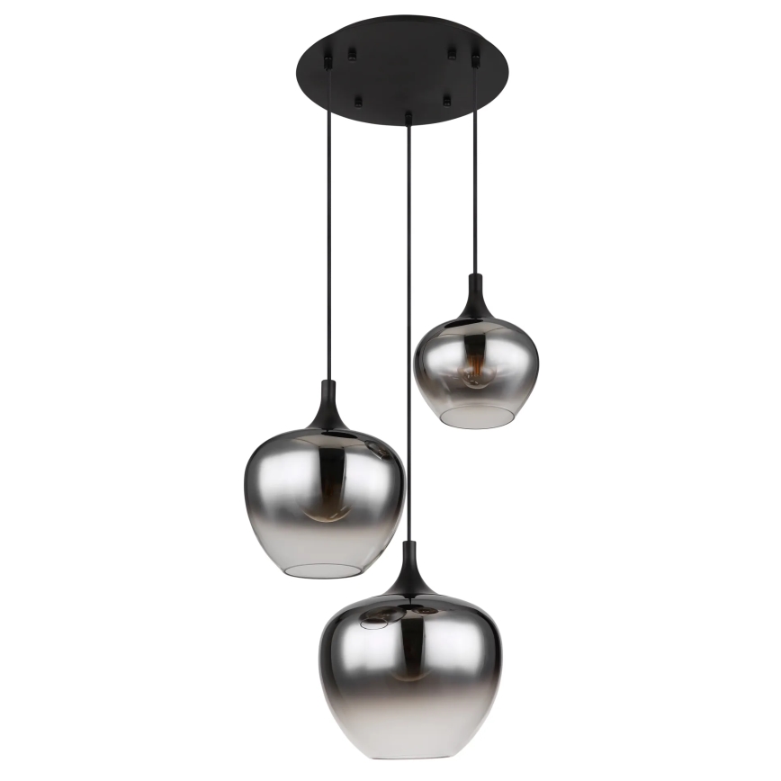 Globo - Ljuskrona med textilsladd 3xE27/40W/230V diameter 48 cm svart